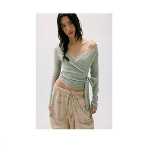 Free people 100 % Cashmere Reversible Peach Wrap Sweater